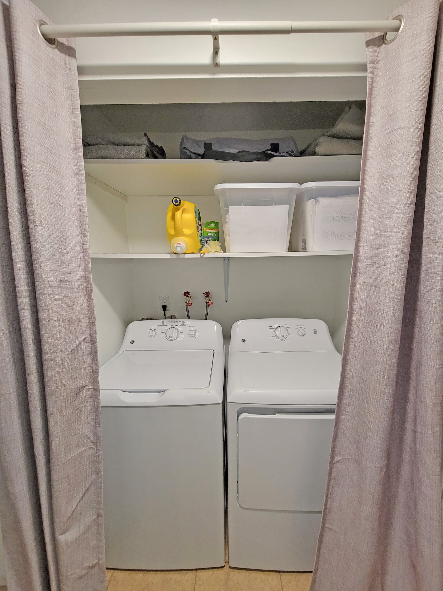 Washer and Dryer available. Please Note: Detergent not included - For cleaner use only.